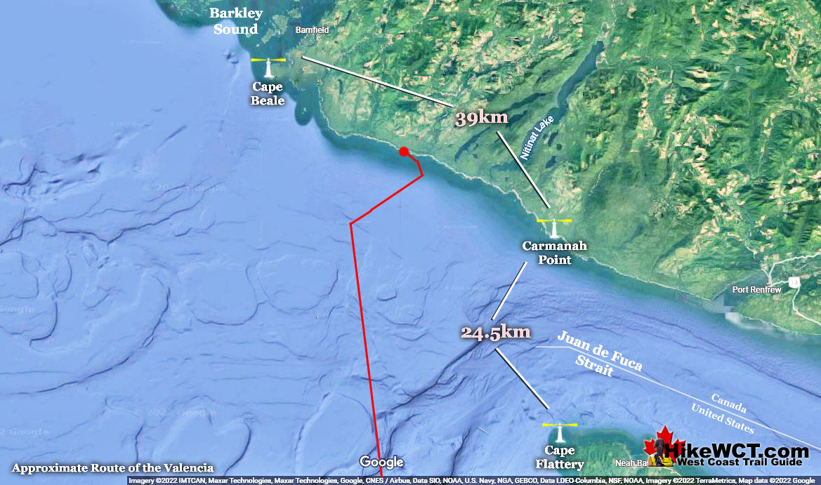 Approximate Route of the Valencia